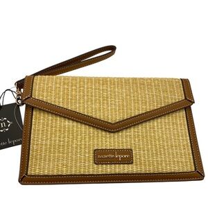 Nanette Lepore Woven Tan and Brown Wristlet
